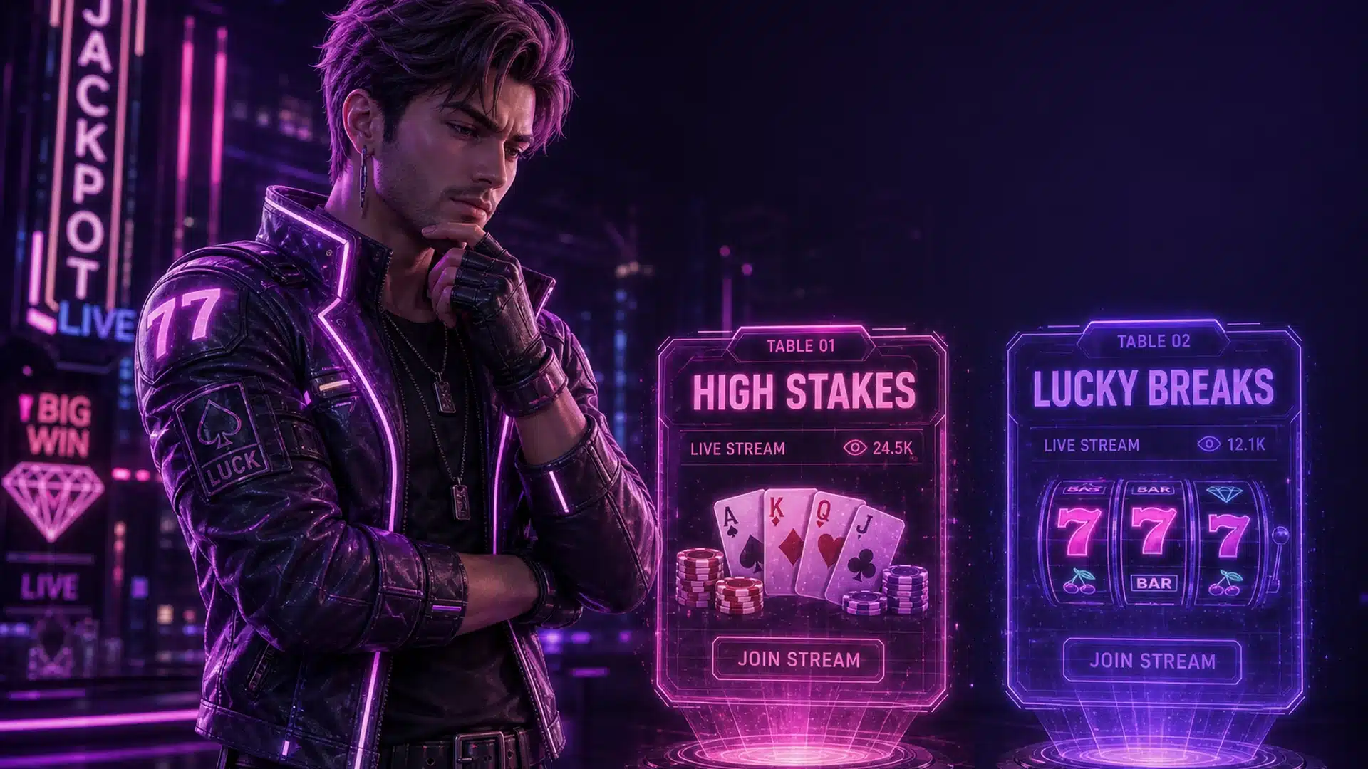 Ilustrasi cyberpunk pilih meja live 19 - Spinsakti
