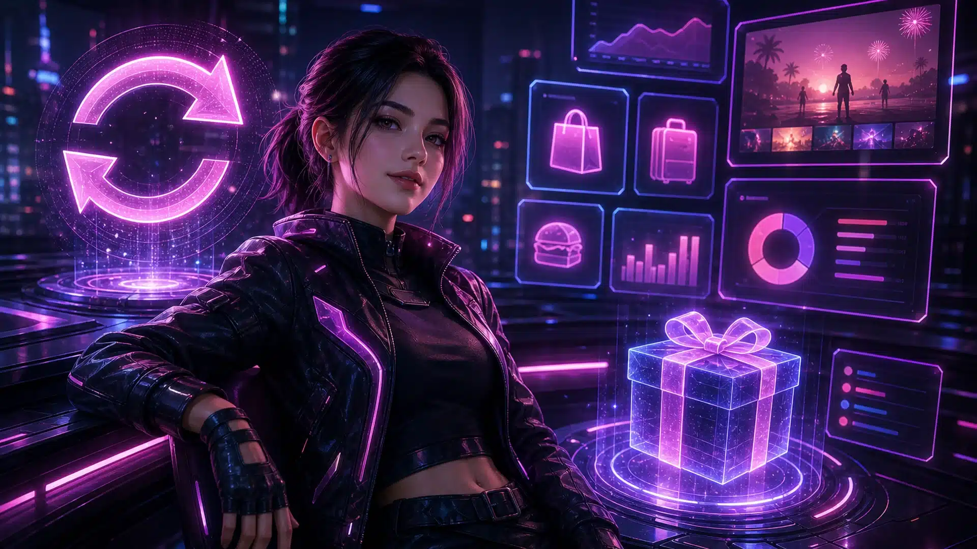Ilustrasi cashback Senin setelah weekend panjang dengan panel neon