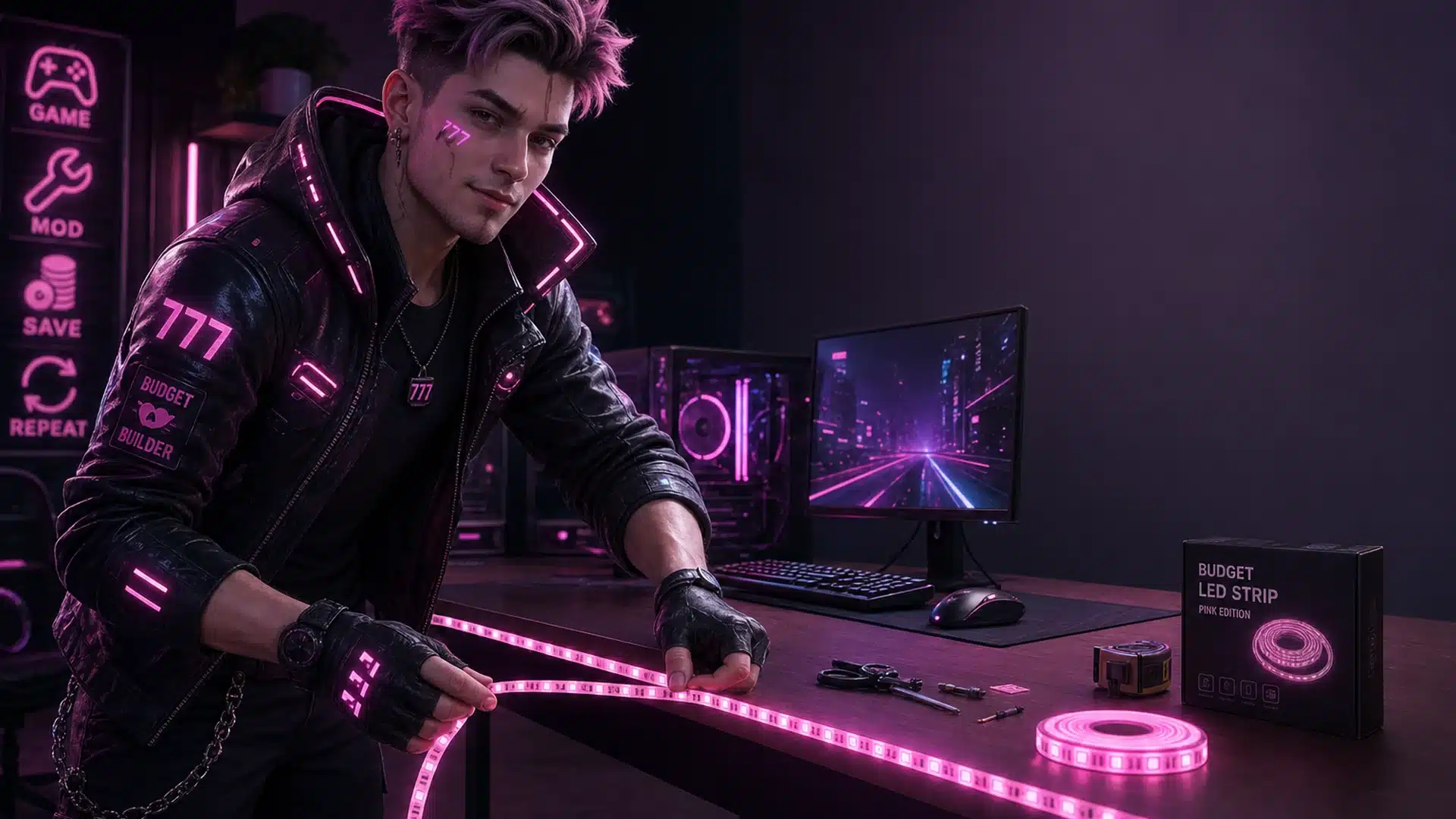 Ilustrasi cyberpunk led setup minggu 7 - Spinsakti