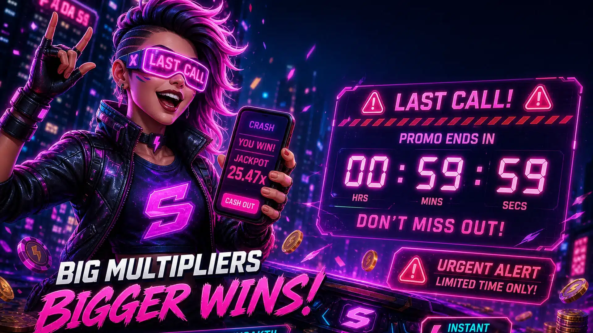 Ilustrasi cyberpunk promo gajian last call - Spinsakti
