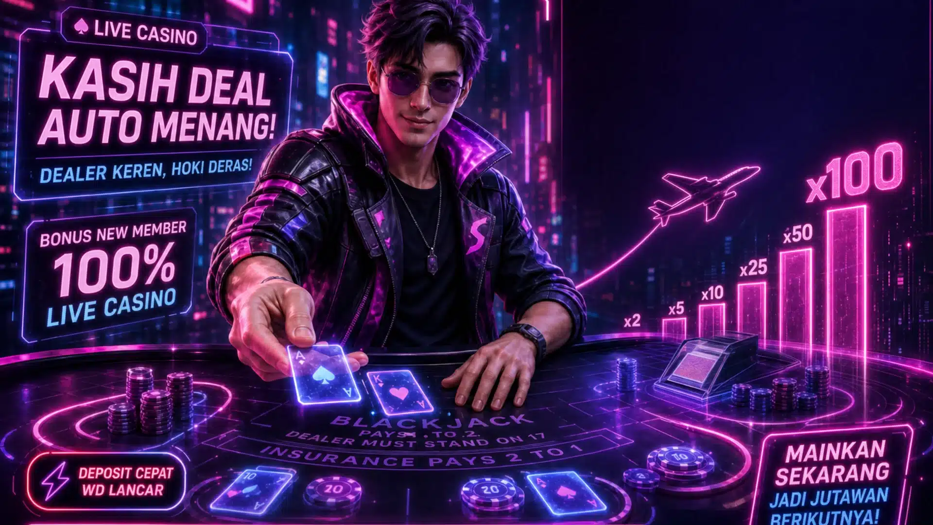 Ilustrasi cyberpunk aviator casual senin malam 11 - Spinsakti