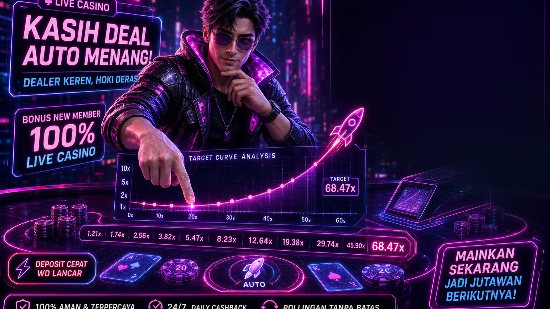 Ilustrasi cyberpunk multiplier target sabtu 16 - Spinsakti