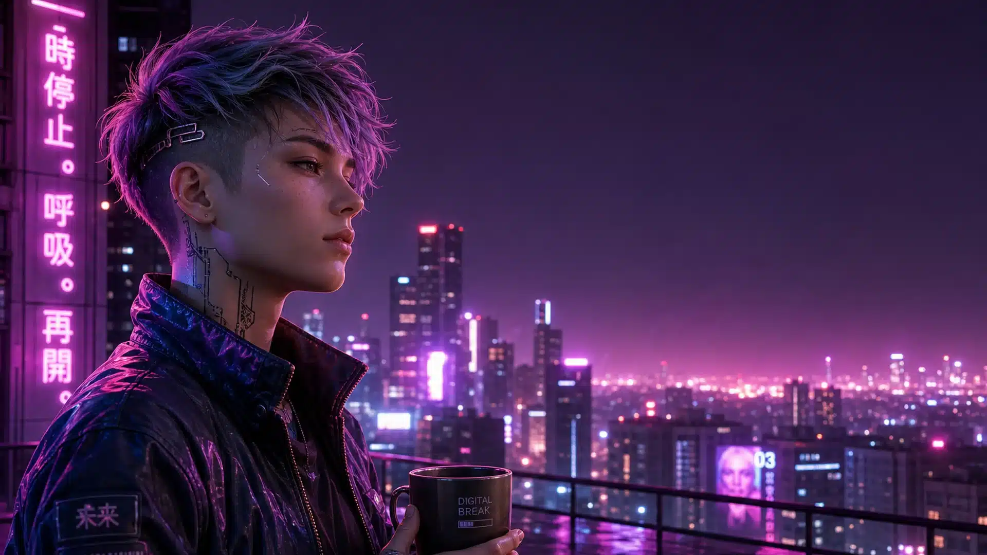 Ilustrasi cyberpunk detox sabtu gajian weekend - Spinsakti