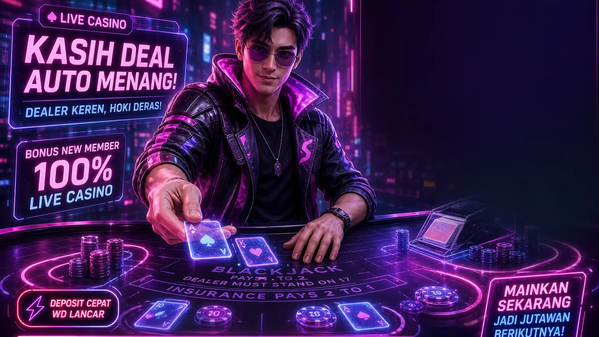 Ilustrasi Aviator cyberpunk dengan kurva multiplier dan panel auto cash out neon